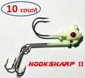 (A3) HookSharp ribbon fish jig model TWO, 10pc/bag, each 5.8g (1/5oz) to 8.2g (1/4oz)